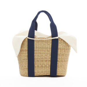 NATURAL - BLUE HDL - ECRU COTTON T POUCH