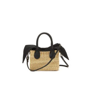 NATURAL - BLACK HDL - BLACK COTTON T POUCH