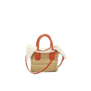 NATURAL - ORANGE HDL - ECRU COTTON T POUCH