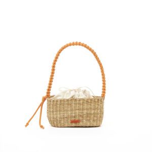 NATURAL - ORANGE HDL - ECRU COTTON B POUCH