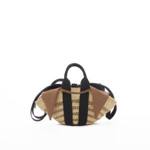 NATURAL - BLACK HDL - BROWN LINEN T POUCH