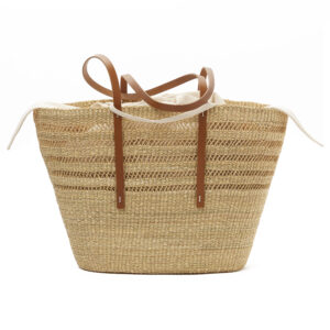 NATURAL - BROWN HDL - ECRU COTTON T POUCH