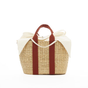 NATURAL - RUST HDL - ECRU COTTON T POUCH