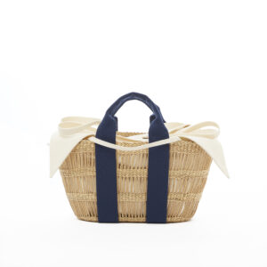 NATURAL - BLUE HDL - ECRU COTTON T POUCH