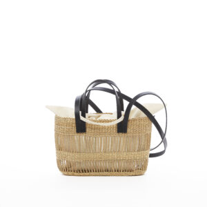 NATURAL - BLACK HDL - ECRU COTTON T POUCH