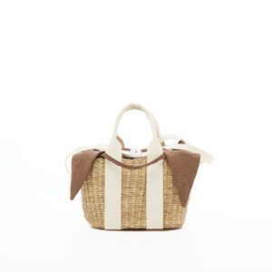 NATUREL - POIGNEES ECRUES - POCHE LIN MARRON
