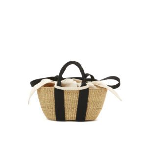 NATURAL - BLACK HDL - ECRU COTTON T POUCH