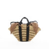 NATURAL - BLACK HDL - BROWN LINEN T POUCH