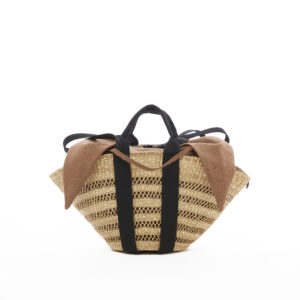 NATURAL - BLACK HDL - BROWN LINEN T POUCH