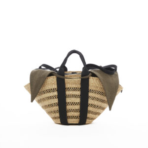 NATURAL - BLACK HDL - KAKI LINEN T POUCH