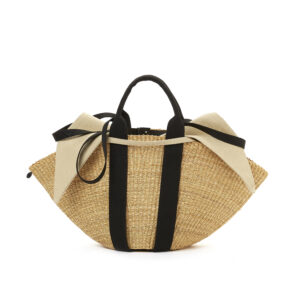 NATURAL – POIGNEES NOIRES – POCHE COTON T BEIGE