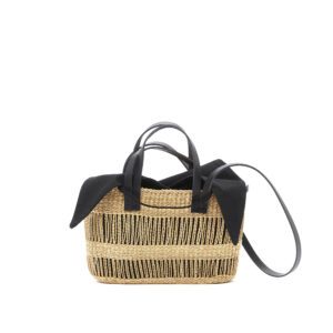 NATURAL - BLACK HDL - BLACK COTTON T POUCH