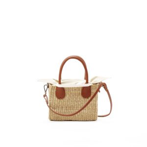 NATURAL - TAN HDL - ECRU COTTON T POUCH