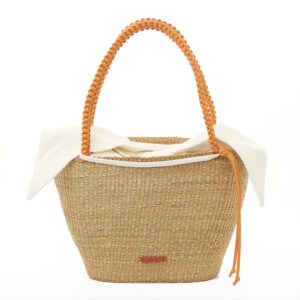NATURAL - ORANGE HDL - ECRU COTTON T POUCH