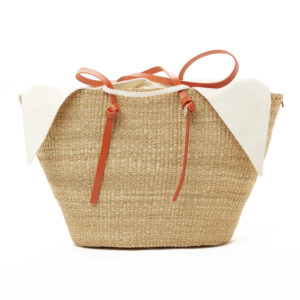 NATURAL - ORANGE HDL - ECRU COTTON T POUCH