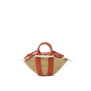 持ち手(オレンジ) - コットン製インナーポーチ T(エクリュ)