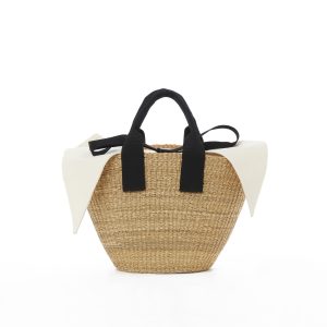 BLACK HDL - ECRU COTTON T POUCH