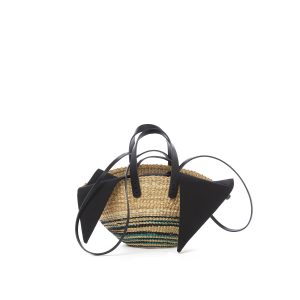 TURQUOISE - BLACK HDL - BLACK COTTON T POUCH