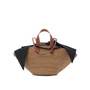 BROWN - TAN HDL - BLACK COTTON T POUCH